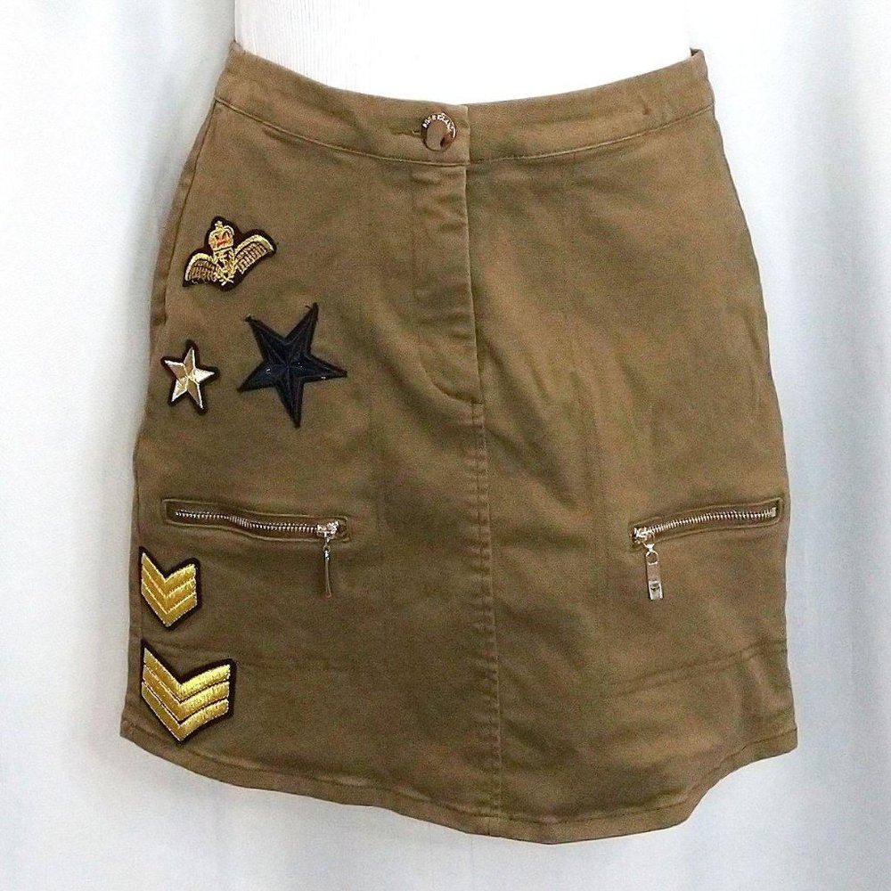 River Island Olive Green Mini Skirt Size XS